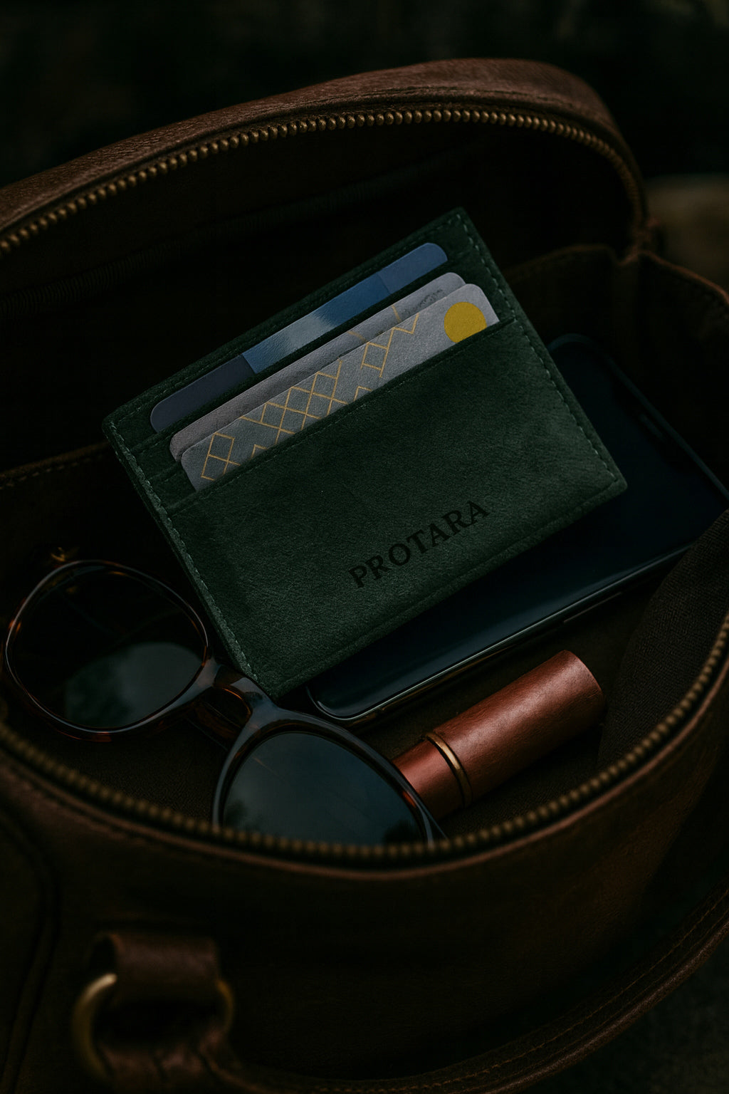 PROTARA Alcantara Korthållare - Expedition Green