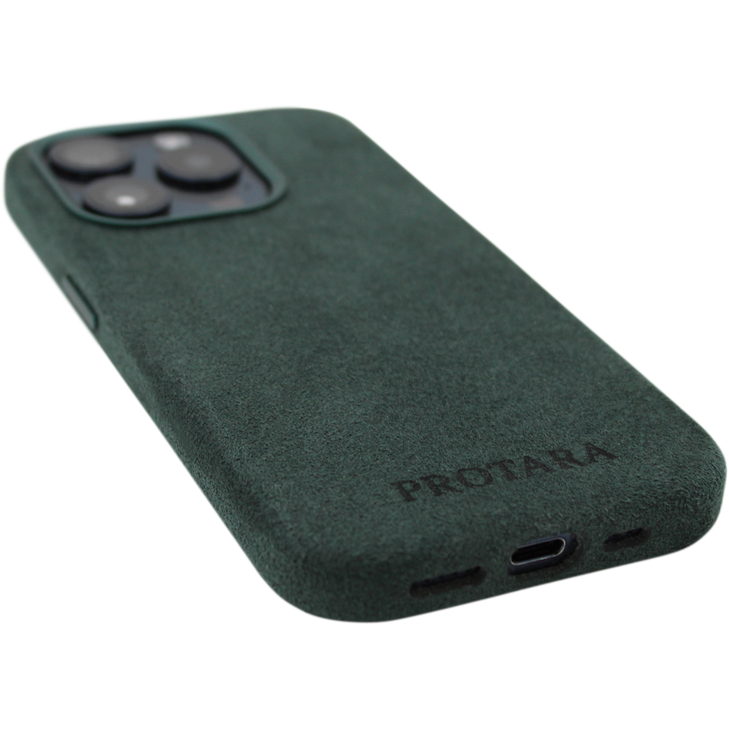 PROTARA Alcantara iPhone 15 Pro-skal – Expedition Green